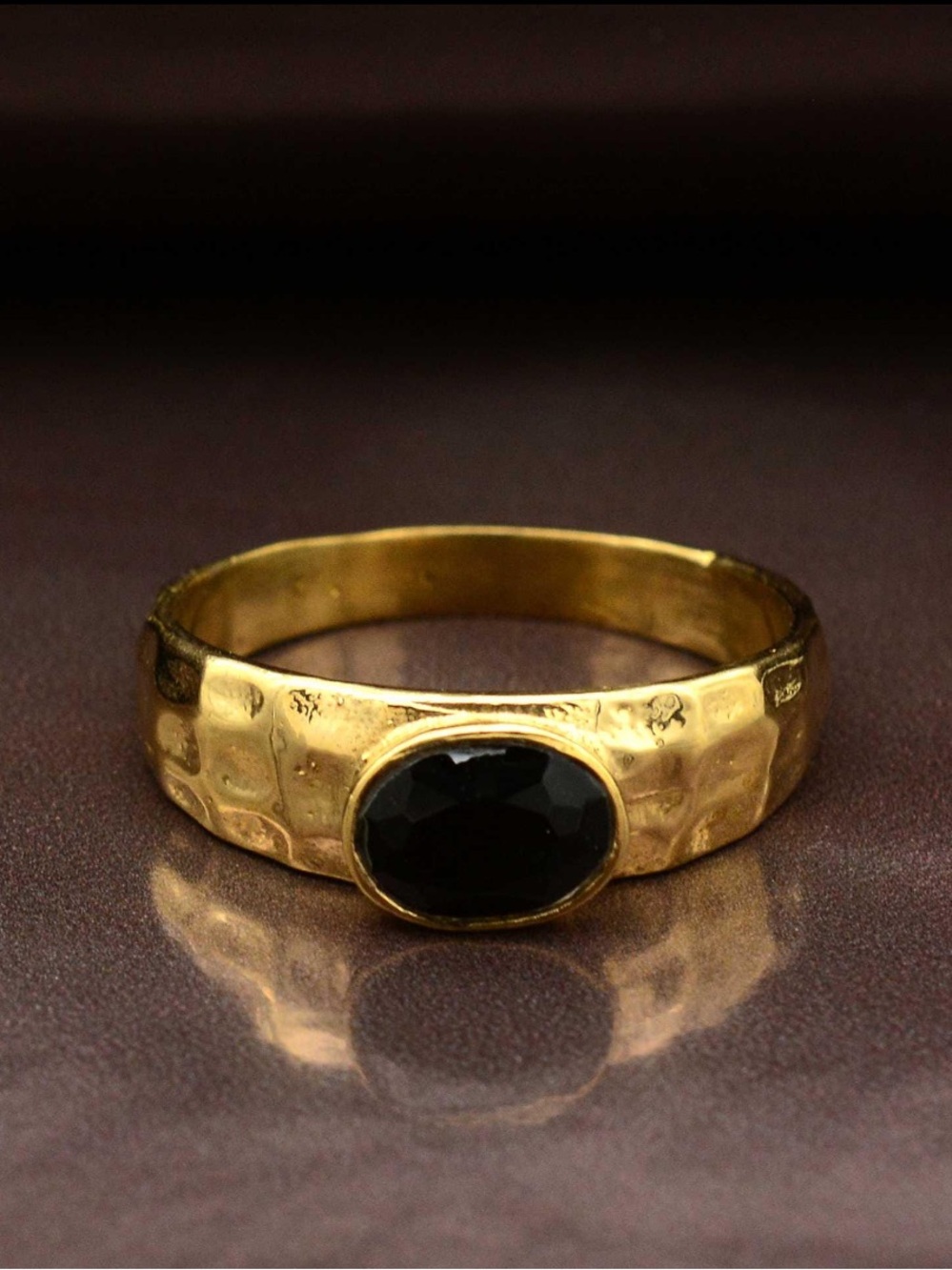 Gold plated, black onyx ring, Size 13, New